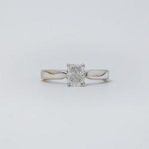 Anillo de compromiso oro blanco 14K con diamante cushion Lab Grown GIA solitario 1.00 Qts